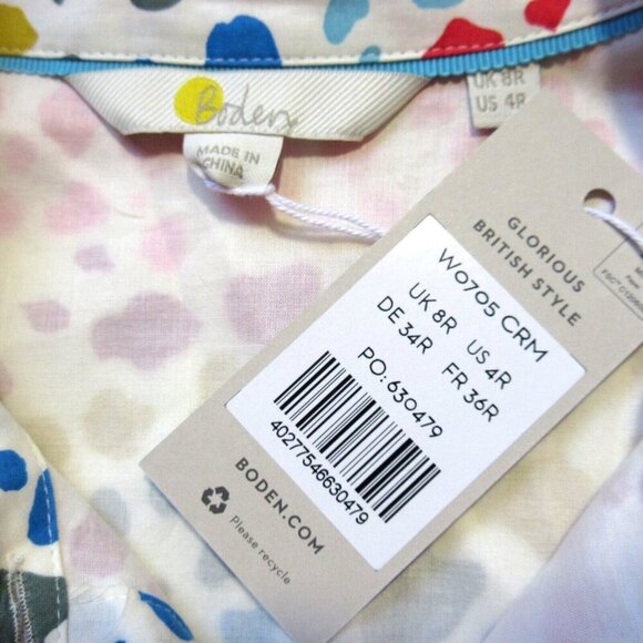 NWT Boden Kitty in Ivory Rainbow Leopard Button-up Shirt Dress US 4R / UK 8R - Picture 4 of 6